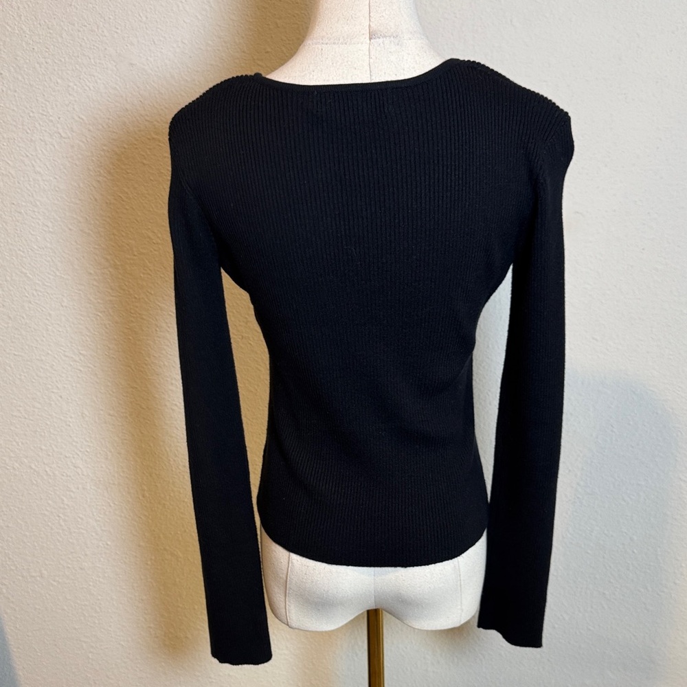 Petal & Pup Black Cutout Rib Knit Long Sleeve Top size Large - Picture 6 of 13